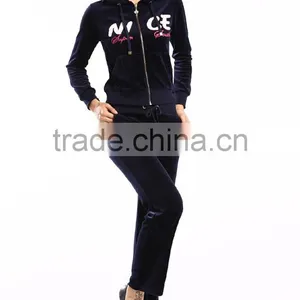 2016 New Latest Design Sports China Cheap Fashion Velour Tracksuits for Lady thumbnail-5