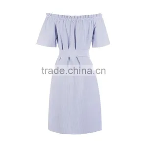 Maxnegio off Shoulder Striped Dress With Embroidery for Girls thumbnail-4