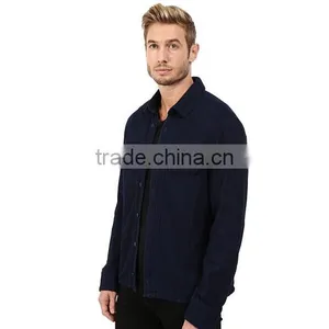 Custom Oversized Dark Bule Buttons Windbreaker Jacket for Men thumbnail-3