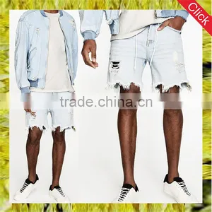 New Arrival Bermuda Shorts Men Broken Hole Distressed Raw Edges Jeans Shorts thumbnail-1