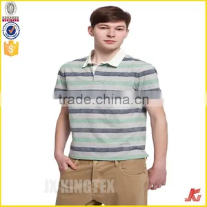 Fashion Men's Stripe Mixed Colors Polo t Shirt thumbnail-1