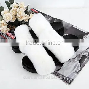 Rabbit Fur Women Fur Slippers Fashion Warm Gladiator Sandals Ladies Summer Flats Casual Platform Slides Fslipper-5 thumbnail-6