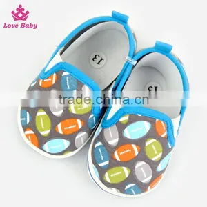 Stylish Rugby Pattern Newborn Blue Color Crib Shoes Baby Shoes Matching Pacifier Clip thumbnail-2