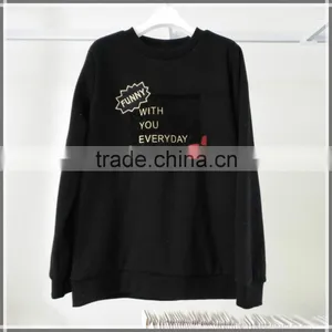 Women's Black Hoodies & Sweatshirts, Fashion Pull Over Sweatshirt, Women Hoodies Without Hood thumbnail-1