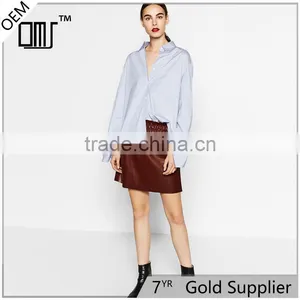 2017 OEM Spring Light-reflecting Faux Leather Elastic Waist Skirt thumbnail-1