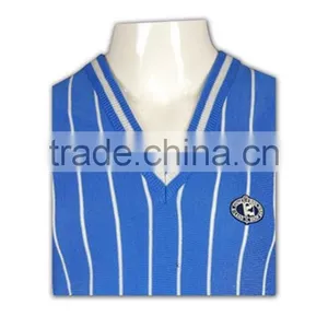 ISO9001/BSCI Manufature Blue 100% Cotton Embroidery Pattern Knitted Vests thumbnail-5