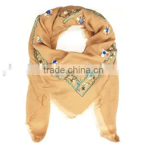 Hot Sale Square Headscarf Pure Cotton Embroidery Shawl Scarf Muslim Hijab Scarf for Women thumbnail-6