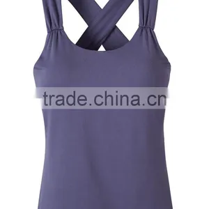 Wholesale Womens Tank Top Fitness Pueple x Back Bodybuilding Apparel thumbnail-3