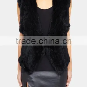 YR827 1*1 Knit Top Quality Fashion Design Factory Quality Ladies Rabbit Fur Gilet thumbnail-2