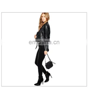 Women Special Design Punk Style Motorbike Leather Jacket thumbnail-6