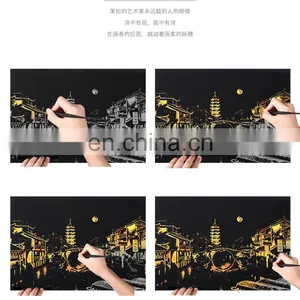 2017 New Gift Mini Scratch off Bight City Coating Poster With Scratch Pen thumbnail-4