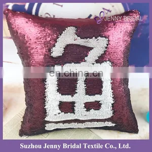 SQP022L Black Gold Two Tone Sequin Fabric Wholesale Throw Pillow Cases thumbnail-3