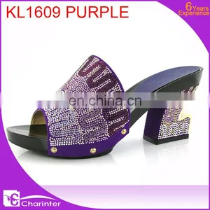 Royal Blue Italian Ladies Shoes African Slipper Ladies Paty Shoes High Heel Slipper thumbnail-5