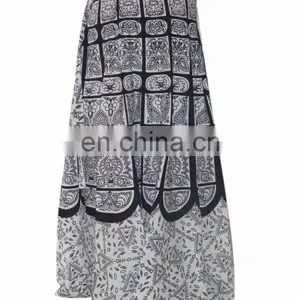 Wrap Around Skirt Sanganeri Printed Wraparound Hippie Boho Gypsy Mandala Cotton Wrap Around Skirt Dress Hippie Boho Women Wears thumbnail-3