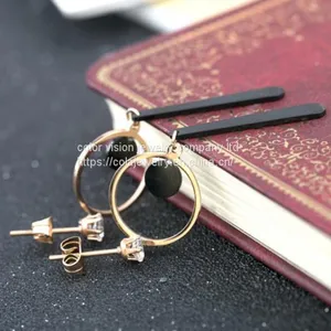 Stainless Steel Round Black Earring Stainless Steel Eardrop thumbnail-5