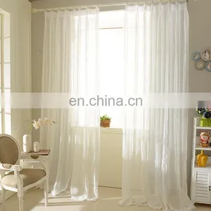 280cm Wrap Stitch Pattering Flax Window Curtain, White and Polyester.Customizable. thumbnail-1