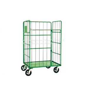 Roll Box Pallet Cage Trolley Warehouse Logistics Car Mute Wheel PU Material Folding Package Warehouse Heavy Duty Metal Wire Mesh Trolley Demountable Roll Containers Rolling Wire Carts Steel Pallet thumbnail-1