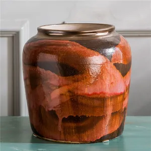 Abstrat Creative Red Wholesale Jingdezhen Metal Glaze Combination Ceramic Vase For Hotel Home thumbnail-4