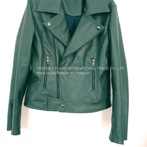 Women's Faux Leather Jacket Motocycle Biker PU Jacket thumbnail-1