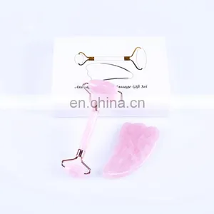 Oem Luxury Packaging 2020 Natural Skin Care Massage Facial Face Pink Quartz Jade Roller And Gua Sha thumbnail-1