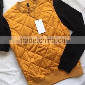 Yellow Color Quilted Sweatshirts/contrast Color Sweatshirt/contrast Color Quilted Sweatshirts thumbnail-1