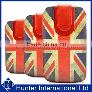 UK Flag Design Genuine Leather Flap Universal Pull Up Pouch thumbnail-1