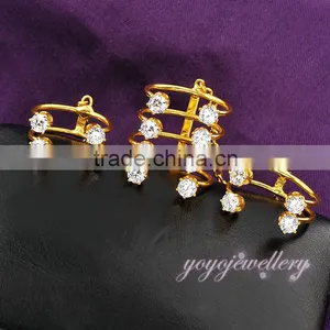 Newest Model 3 Sets Gold Plated Crystal Chain Finger Ring thumbnail-3