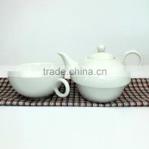 Arabic Coffee Pot Customized Plain White Ceramic Tea Pot & Kettle for One Cup and Saucer thumbnail-2