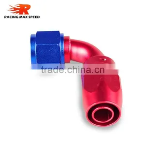 Aluminum Oil Cooler Fitting 90 Degree Resuable Hose End Fuel Line Hose End Fitting Adaptor Cutter Shape Blue and Red 40-090-10 thumbnail-4