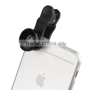 180 Degree Fisheye Macro 2 in 1 Lens Magnetic Mount for Mobile Phones Black thumbnail-1