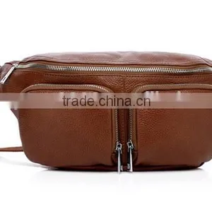 2015 New Design Fashion Man Leather Waist Bag Brown Waterproof Waist Bag for Men thumbnail-1