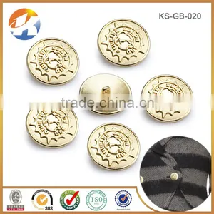 Gold Embossed Logo Custom Metal Sewing Button thumbnail-5