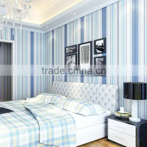 Modern Blue Stripe Non Woven Wallpaper for Home thumbnail-2
