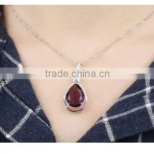 Platinum Plated Copper Zircon Black Stone Pendant thumbnail-6