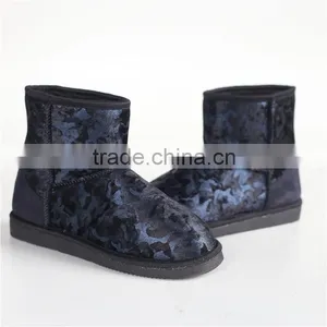 Ladies Microsuede With Print Slipper Boot thumbnail-1