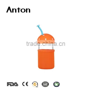 10oz Custom LOGO Colorful Glass Water Bottle With Mushroom Shape Lid Glass Sports Bottle With Silicon Sleeve thumbnail-2