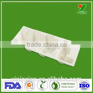 Professional Custom Electronic Component Foam Packaging Molded Pulp Tray With Sugarcane Bagasse thumbnail-1
