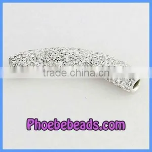 Micro Pave Clear Crystal Tube For Bracelets & Necklaces CTB-005 thumbnail-1