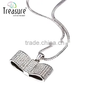 Foreign Trade Big-name Fashion Jewelry Temperament Full of Diamond Alloy Necklace Silver Necklace Wholesale European and America thumbnail-1