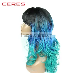 Long Wavy Black Ombre Lace Front Wig Synthetic Hair Wig for Women thumbnail-3