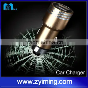 Zyiming Newest Design Stainless Steel Usb Car Charger 2 Port 5V 3.1A Dual Usb Car Charger for Mobile Phone thumbnail-3
