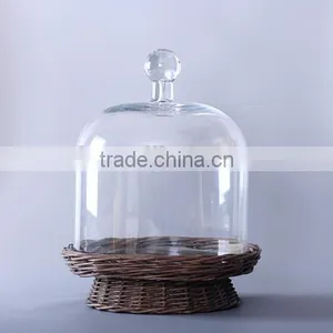 Large Glass Cake Dome With Willow Base thumbnail-1
