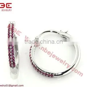 925 Silver Hoop Earrings With AAA CZ Stones thumbnail-1