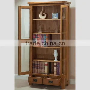 Solid Oak Wood Glass Display Cabinet thumbnail-3