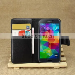 Factory Price Lichee Leather Pouch Wallet Case Folio Stand Cover For Samsung Galaxy S5 Mini thumbnail-4