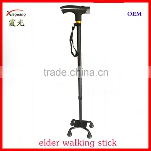 Aluminum Two Sections Ten Points Four Legs Telescopic Elder Walking Stick With Light thumbnail-1