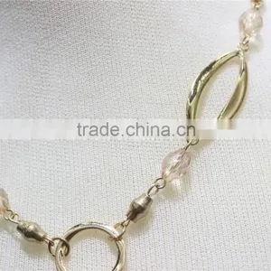 Gold Metal Charm Necklace Peach Acrylic Bead Short Simple Chain Gold Metal Necklace 2016 Fashion Style Wholesale thumbnail-2