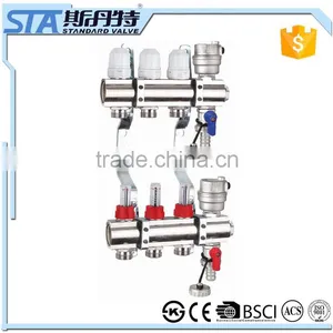 ART.5006 Wholesale Forged CW617n Material Central Underfloor Heating System Brass Manifold Accessories Flow Meter Manifold thumbnail-3