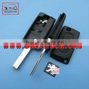 OkeyTech Peugeot 407 Flip Key Case 3 Button With Groove no Logo Trunk Middle Button for Peugeot 407 Key thumbnail-1