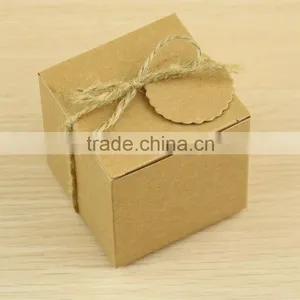Square Kraft Paper Candy Boxes Wholesale Wedding Favor Boxes With Gift Tag thumbnail-4